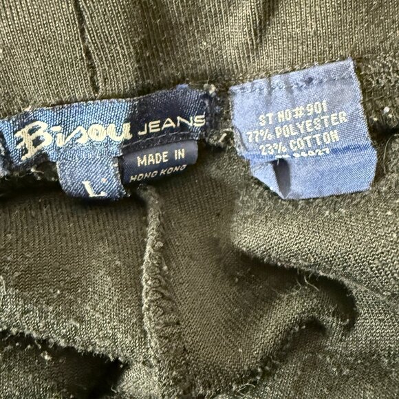 Bisou Jeans Velour Pants Black Size Large - Picture 2 of 5